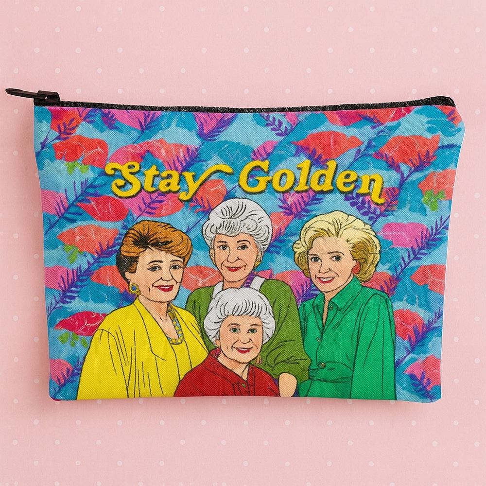 Colorful Women's Pouch with 'Stay Golden' Design